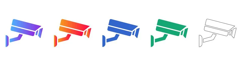 Security Surveillance Camera Icon Set Stock Illustration