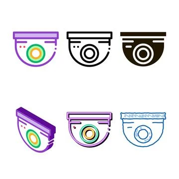 Security surveillance camera icon vector outline styles Illustrazione stock