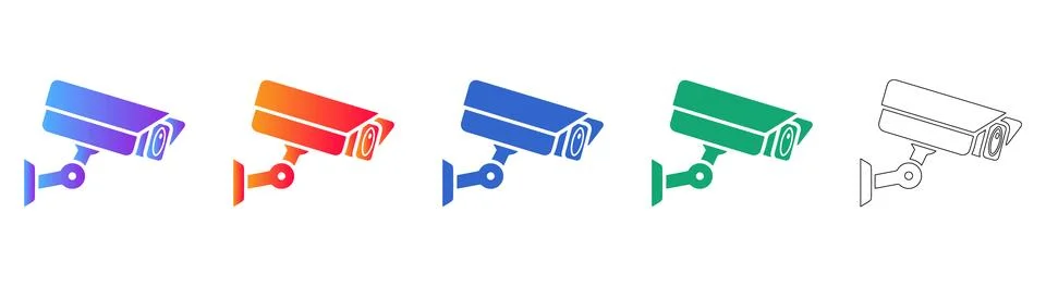 Security Surveillance Camera Icons 库存插图