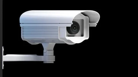 Security surveillance camera isolated on black background Illustrazione stock