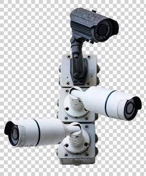 Security Surveillance Camera Isolated on Transparent Background Stock Photos