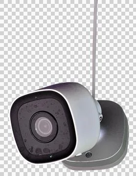 Security Surveillance Camera Isolated on Transparent Background Stock Photos