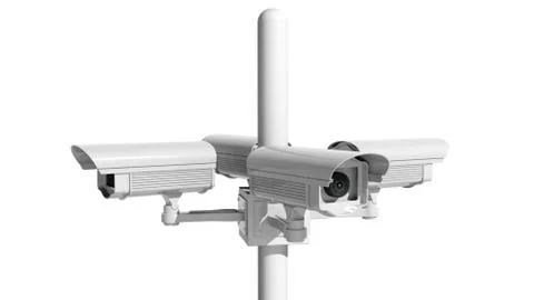 Security surveillance camera isolated on white background Illustrazione stock