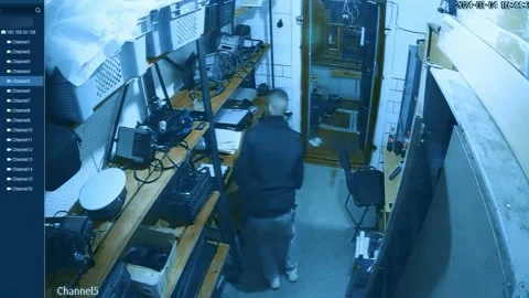 Security Surveillance Camera Setup in Office and Warehouse Stock Footage 277037880