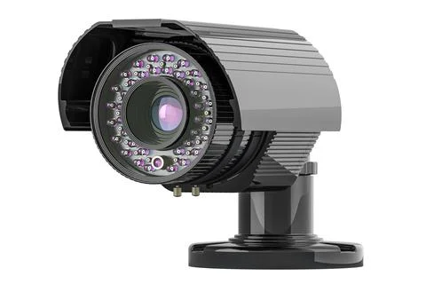 Security surveillance camera with stand, 3D rendering Stock Illustration