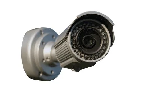 Security surveillance camera on white background. CCTV system for monitorin.. Stock Photos