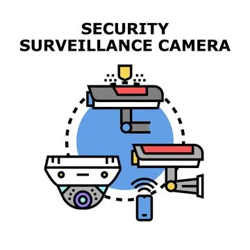 Security surveillance cameras providing remote digital monitoring Stock Illustration