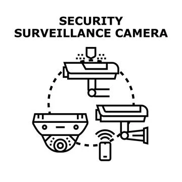 Security surveillance cameras providing remote digital monitoring Stock Illustration