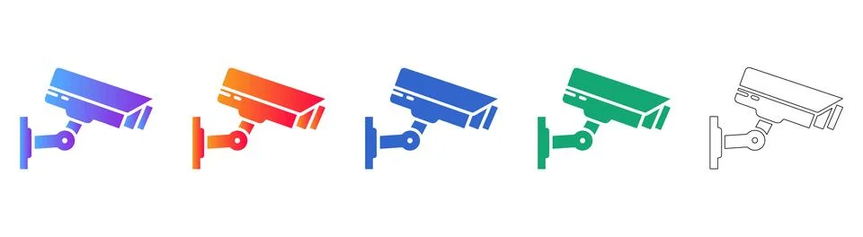 Security Surveillance CCTV Camera Icon Set Stock Illustration