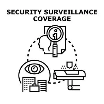 Security surveillance coverage system protecting people property Stock Illustration