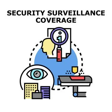 Security surveillance coverage system protecting people property Stock Illustration