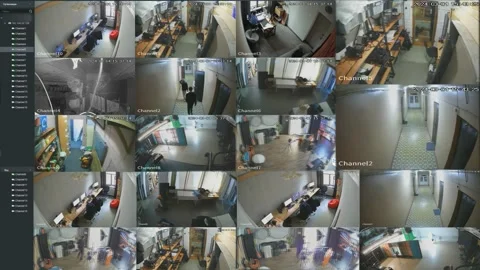 Security Surveillance Multi-Camera Setup in Office and Warehouse Stock Footage 277039596