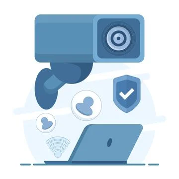 Security, surveillance, or spy camera concept. Illustrazione stock