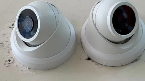 Security Surveillance System, Two Cctv Cameras Monitoring Public Space, Modern Stock Footage 336798799