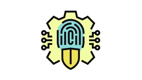 Security system biometric color icon animation Stock Footage 326109971