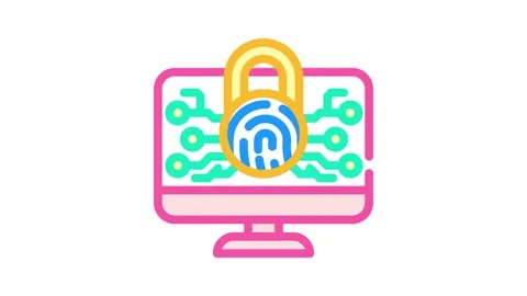 Security system biometric color icon animation Stock Footage 327261159