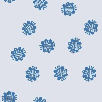 Security system biometric glyph seamless pattern Illustrazione stock
