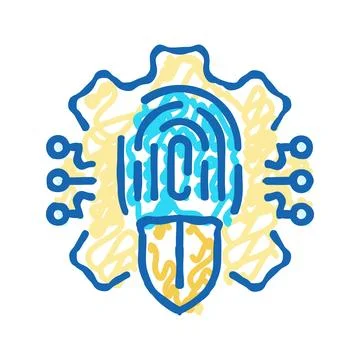 Security system biometric icon doodle illustration Stock Illustration