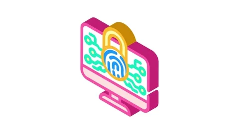 Security system biometric isometric icon animation Stock Footage 327282462