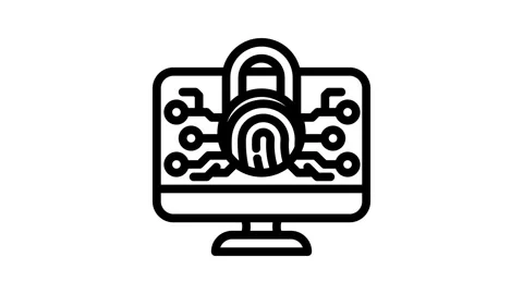 Security system biometric line icon animation Stock Footage 326753259