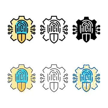 Security system biometric styleset color icon vector 스톡 일러스트
