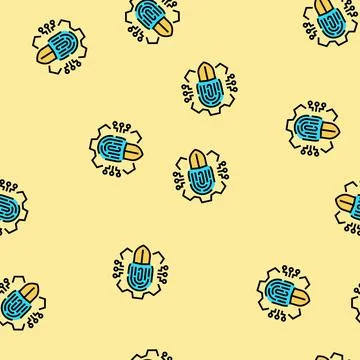 Security system biometric vector seamless pattern Illustrazione stock