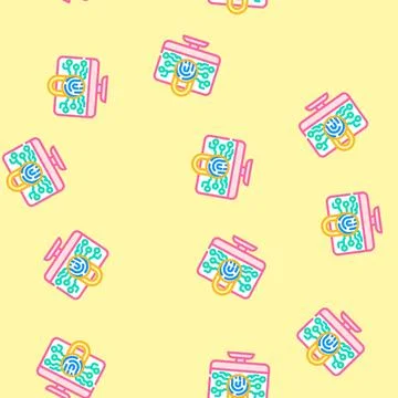 Security system biometric vector seamless pattern 스톡 일러스트