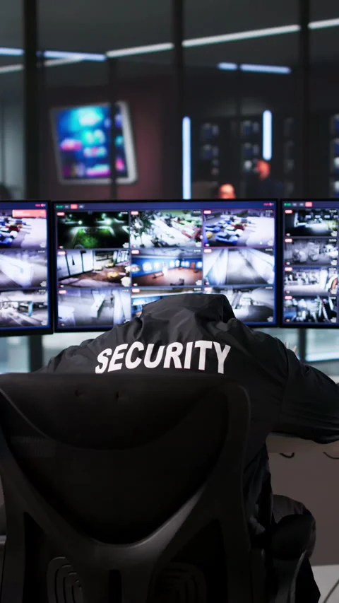 Security System CCTV Camera Operator Stock Footage 328719056