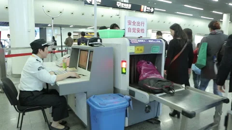 Security system in Chinese subway Stock Footage 46434492