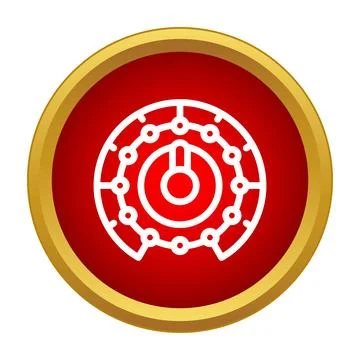 Security system combination lock dial icon with golden frame Stock Illustration