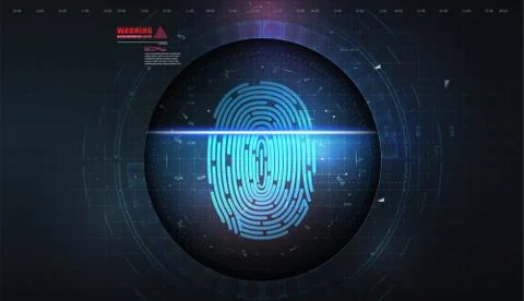 Security system concept with fingerprint. Scanning Identification System. Bio Stock Illustration