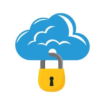 Security system concept. padlock and cloud icon. protection conc Stock Illustration