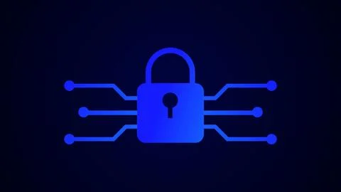 Security system cyber padlock icon. Digital data protection cyber security .. Stock Illustration