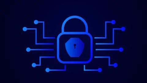 Security system cyber padlock icon. Digital data protection cyber security .. Stock Illustration