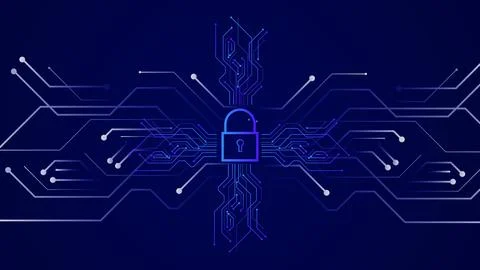 Security system cyber padlock icon. Digital data protection cyber security .. Illustrazione stock