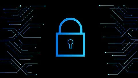 Security system cyber padlock icon. Digital data protection cyber security .. Stock Illustration