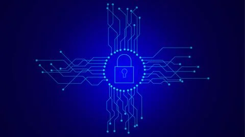 Security system cyber padlock icon. Digital data protection cyber security .. Illustrazione stock