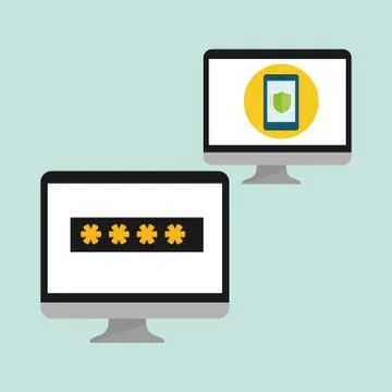 Security system design. technology illustration. protection icon 库存插图