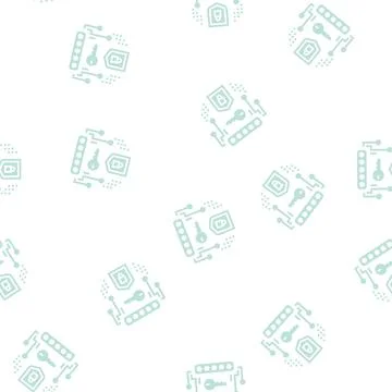 Security system glyph seamless pattern イラスト素材