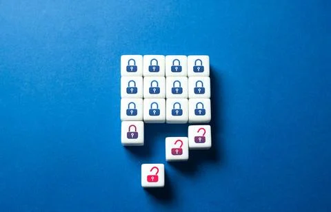 The security system is hacked. Multi step authentication. Multilevel data pro Stock Photos