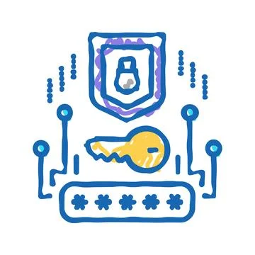 Security system icon doodle illustration Illustrazione stock