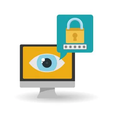 Security system icon over white background, vector illustration Illustrazione stock