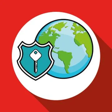 Security system icon over white background, vector illustration Illustrazione stock