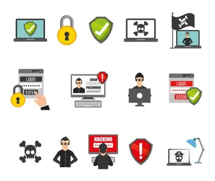 Security system icon set vector design Illustrazione stock