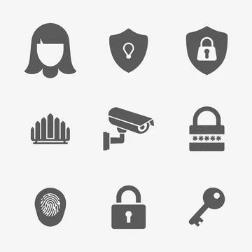 Security System Icons Set. Stock Illustration
