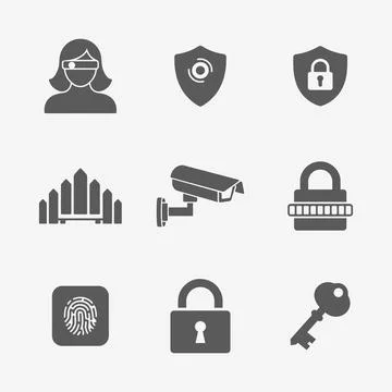 Security System Icons Set. Stock Illustration