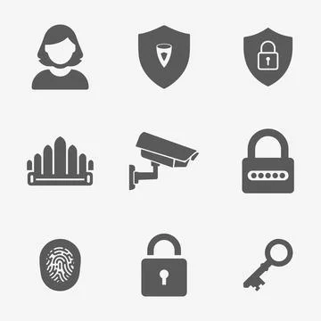 Security System Icons Set. Stock Illustration