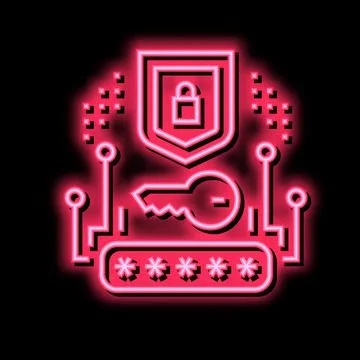 Security system neon glow icon illustration Stock Illustration