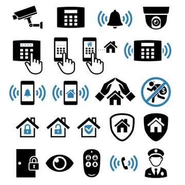 Security system network icons. Vector illustrations. Stock Illustration