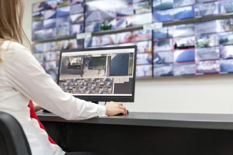 Security system operator. control room. Foto stock